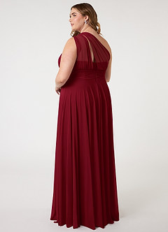 Azazie Charlize Bridesmaid Dresses A-Line One Shoulder Mesh Floor-Length Dress image10