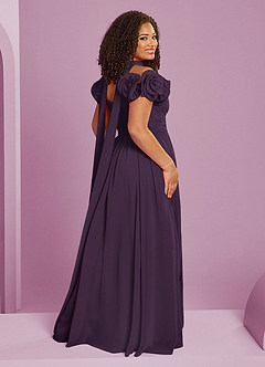 Barbie ♥ Azazie Bridesmaid Dresses Plum A-Line Off the Shoulder Chiffon Convertible Dress image17