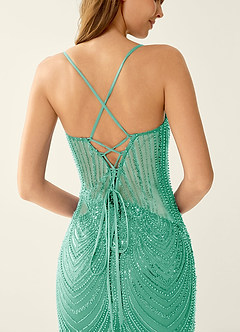 Magnolia Lake Blue Mermaid Sequined embroidery Prom Dress image6