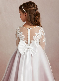 Azazie Elodie Flower Girl Dresses Ivory Desert Rose Ball-Gown Lace Dress image8
