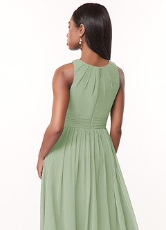 Azazie Harper Bridesmaid Dresses Dusty Sage A-Line Pleated Chiffon Dress image4