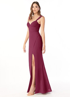 Azazie Audre Bridesmaid Dresses Mulberry Mermaid Pleated Chiffon Dress image3