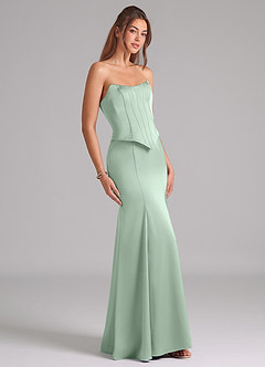 Azazie Ximena Bridesmaid Dresses Agave Mermaid Corset Stretch Satin Convertible Dress image5