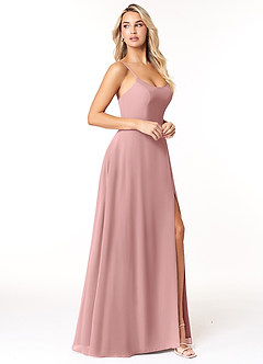Azazie Moira Bridesmaid Dresses Dusty Rose A-Line Scoop Chiffon Dress image4