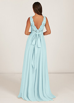 Azazie Gertrude Bridesmaid Dresses Sea Glass A-Line Lace Chiffon Dress image2