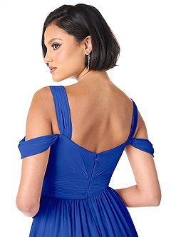 Azazie Lianne Bridesmaid Dresses Royal Blue A-Line Off the Shoulder Chiffon Dress image6