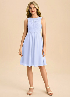 Azazie Skyla Junior Vestido de Lavanda de Gasa de Corte en A con Plisado image3