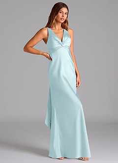 Azazie Hati Bridesmaid Dresses Cloud Blue Mermaid Stretch Satin Dress image1