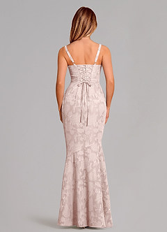 Azazie Aubrey 신부 들러리 드레스 인어 절하다 플로럴 번아웃 바닥 길이 드레스 image5