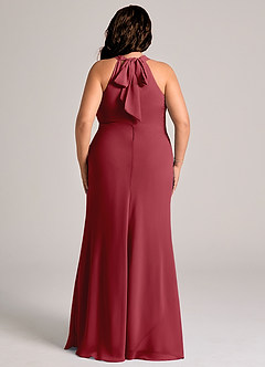 Azazie Doretta Bridesmaid Dresses Pomegranate Mermaid Pleated Chiffon Dress image7