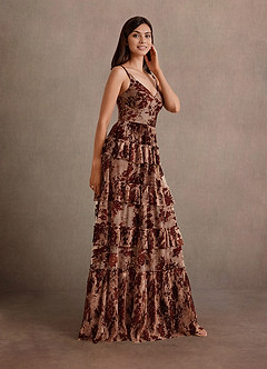 Cammy Burnt Orange Ruffle Maxi Dress Ready to Ship | Azazie