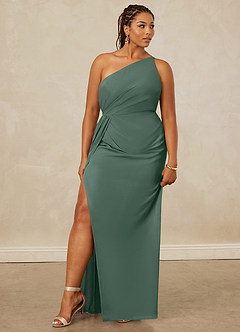 Christian Siriano Bridal for Azazie 1003 Bridesmaid Dresses Sea Moss Sheath One Shoulder Chiffon Dress image11