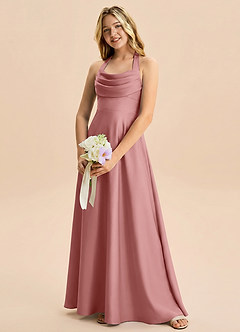 Azazie Kady Junior Dusty Rose A-Line Sweetheart Neckline Stretch Satin Dress image3