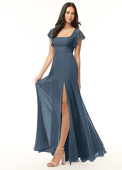 Azazie Bondi Bridesmaid Dresses Neptune A-Line Ruffled Chiffon Dress image4