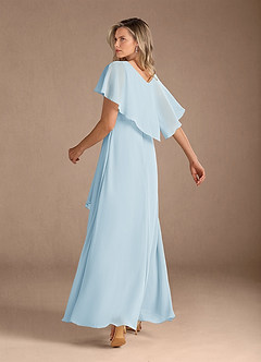 Azazie Eliza Mother of the Bride Dresses Sky Blue A-Line V-Neck Pleated Chiffon Dress image3