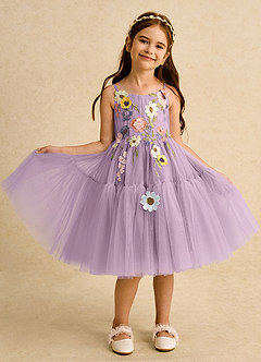 Azazie Osea Blumenmädchenkleider Ballkleid Plissee Tüll Kleid Blauregen image8