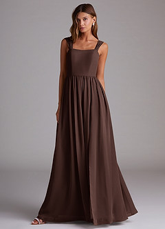 Azazie Calianna Abiti da Damigella Abito Convertibile A-Line in Chiffon a Spalla Scoperta Ganache image4