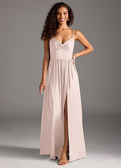 Azazie Zeya Bridesmaid Dresses Blushing Pink A-Line Pleated Stretch Satin Dress image8