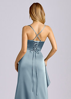 Azazie Sarai Suknie dla druhen Osłona Gorset Satyna elastyczna Do ziemi Sukienka image2