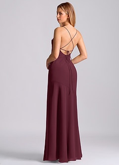 Azazie Grata Bridesmaid Dresses Cabernet Mermaid Pleated Chiffon Dress image2