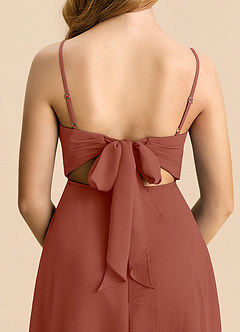 Azazie Shale Junior Auburn A-Line Bow Chiffon Dress image6