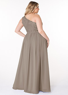 Azazie Demi Bridesmaid Dresses Taupe A-Line One Shoulder Chiffon Dress image14