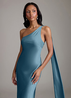 Azazie Galinda Brudtärnklänningar Klä av Sjöjungfru i Stretch Satin Ena axeln Bermuda image3