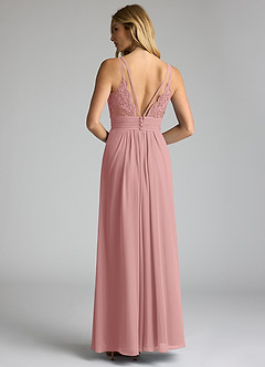Azazie Maren Allure Bridesmaid Dresses Dusty Rose A-Line V-Neck Lace Chiffon Dress image5