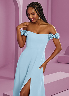 Barbie ♥ Azazie Bridesmaid Dresses Sky Blue A-Line Off the Shoulder Chiffon Convertible Dress image4