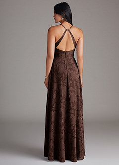 Azazie Davis Bridesmaid Dresses Ganache A-Line Pleated Floral Burnout Dress image2