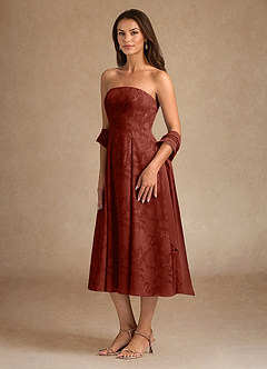 Azazie Lorain Mère de la mariée Robes Robe Trapèze en Blumen-Burnout Plissée Terracotta image5