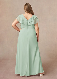 Azazie Snapdragon Mother of the Bride Dresses Agave A-Line V-Neck Ruched Chiffon Dress image7