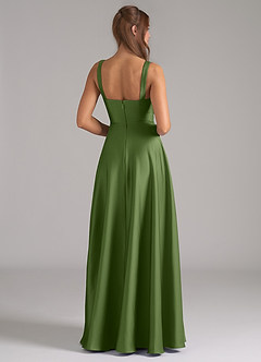 Azazie Shaude Bridesmaid Dresses Juniper A-Line Pleated Stretch Satin Dress image6
