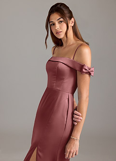 Azazie Zayla Brautjungfernkleider Wandelbar A-Linie Schulterfrei Stretch-Satin Kleid Amethyst image2