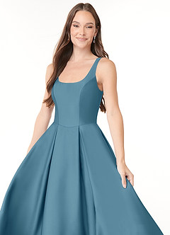 Azazie Neve Bridesmaid Dresses Bermuda Ball-Gown with Pockets Stretch Satin Dress image5