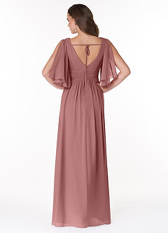 Azazie Temeka Abiti da Damigella Abito A-Line in Chiffon Increspato Rosa Del Deserto image2