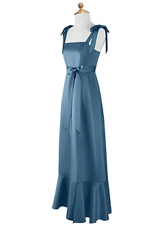 Azazie Barbara A-Line Bow Matte Satin Floor-Length Junior Bridesmaid Dress image8