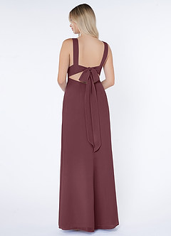 Azazie Christiana Bridesmaid Dresses Sangria A-Line V-Neck Pleated Chiffon Dress image3