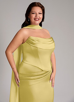 Azazie Sorrel Vestidos de damas de honor Vestido de Canario de Satén Elástico de Corte Sirena Convertible con Sin tirantes image11