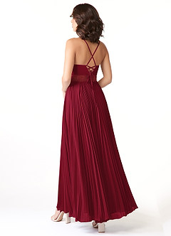 Azazie Devyn Bridesmaid Dresses Burgundy A-Line Corset Chiffon Dress image4