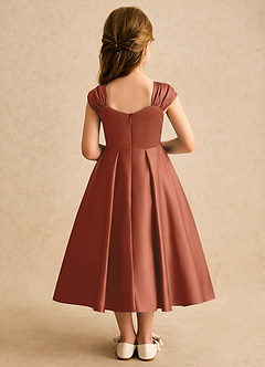 Azazie Yosemite Flower Girl Dresses Auburn Ball-Gown Sweetheart Neckline Matte Satin Dress image2