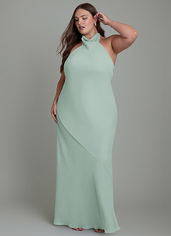 Azazie Velli Bridesmaid Dresses Agave Mermaid High Neck Chiffon Dress image11