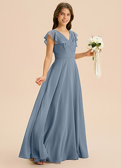 Azazie Anysa Junior Robe Trapèze en Mousseline de soie Rayé Violet Crépusculaire image5