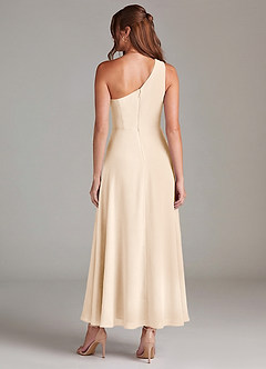 Azazie Brooke Brudtärnklänningar Klä av A-Linje i Chiffong Ena axeln Vit Alabaster image5