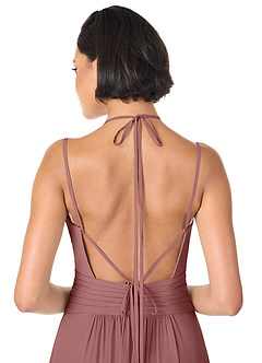 Azazie Farren Final Sale Desert Rose A-Line Pleated Chiffon Convertible Dress image6