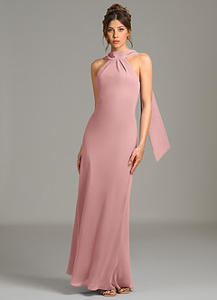 Azazie Cassiana Robes de demoiselle d'honneur Robe Sirène en Mousseline de soie Plissée Rose Poussiéreuse image4