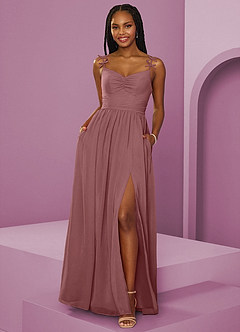 Barbie ♥ Azazie Bridesmaid Dresses Desert Rose A-Line Pleated Chiffon Dress image1