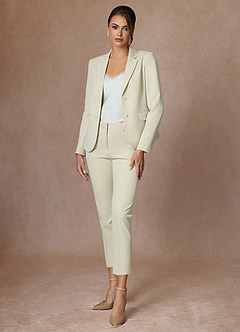 front Whitney Marfil Pantalones de vestir recortados de alto rendimiento con tejido refinado