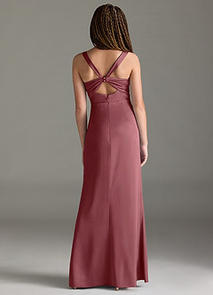 Azazie Mero Junior Desert Rose Mermaid Pleated Stretch Satin Dress image5