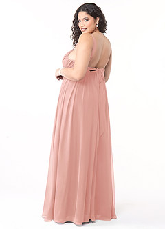 Azazie Aziza Bridesmaid Dresses Rosette A-Line V-Neck Pleated Chiffon Dress image10